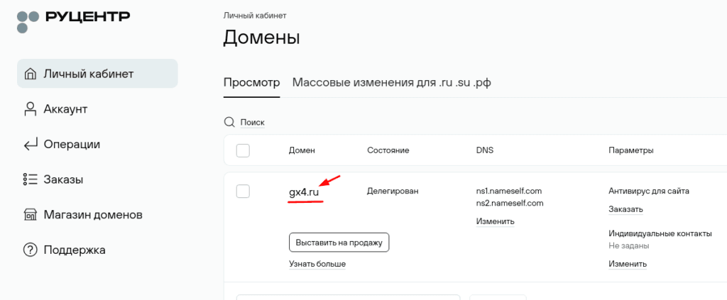 Перенос домена от NIC.RU (Ru-center)